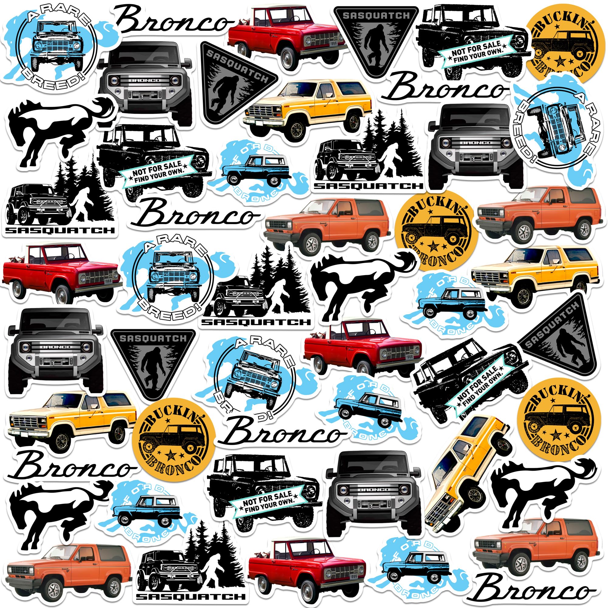 Ford Bronco 50ct Vinyl Large Deluxe Stickers Variety Pack - Laptop, Water Bottle, Scrapbooking, Tablet, Skateboard, Indoor/Outdoor
