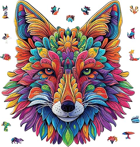 Miniatura 9 de Qiuenisray Rompecabezas de madera para adultos 200 piezas, rompecabezas de león para nietos, rompecabezas de animales con forma única para adultos