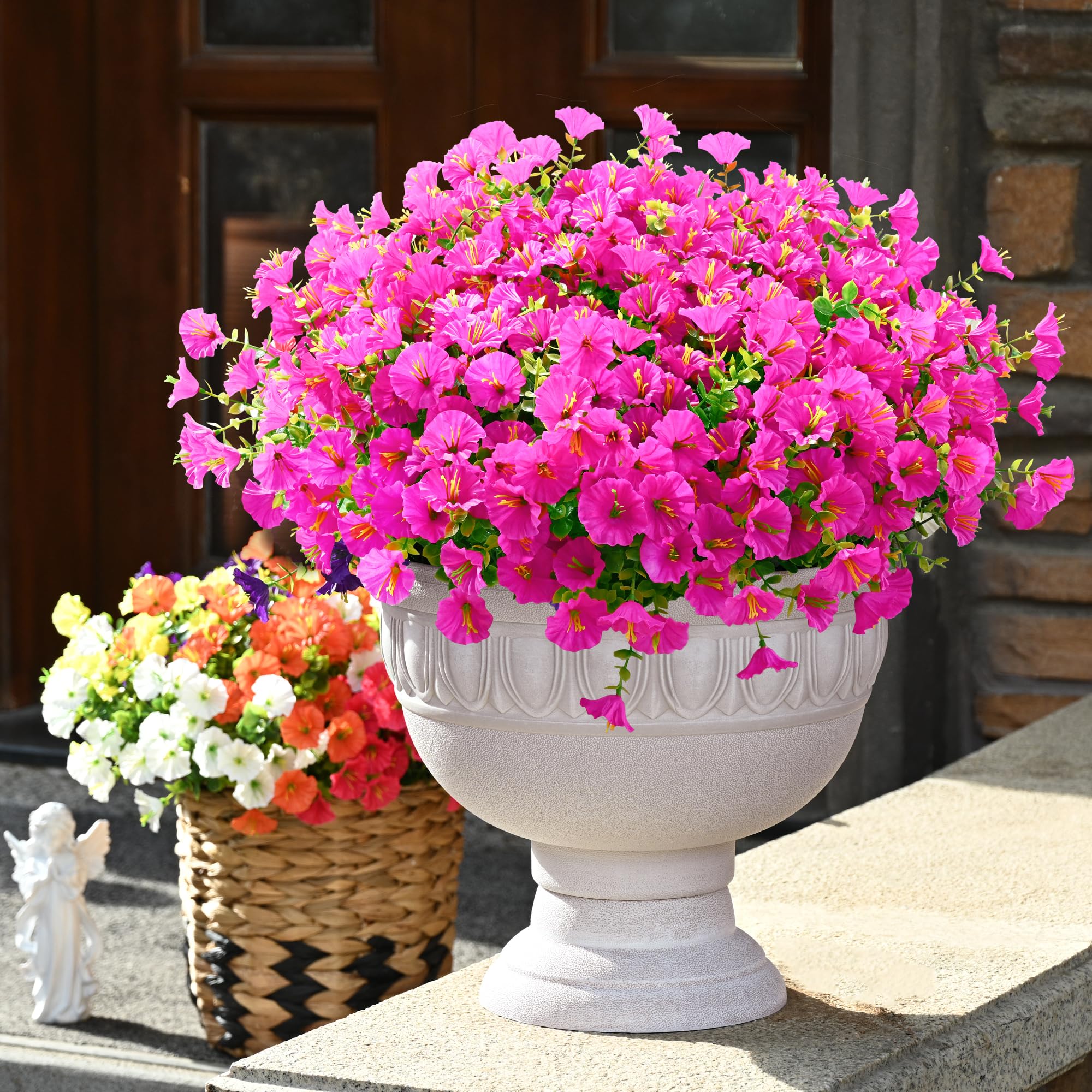 Waipfaru 24 Bundles Artificial Flowers for Outdoors Faux Plants