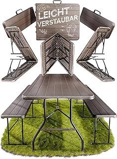 Ondis24 Lisa Beer Table Set, Camping Table, 2 x Beer Benches, 1 x Beer Table, Bench, Foldable, Beer Tent Set, 3 Pieces, Ea...