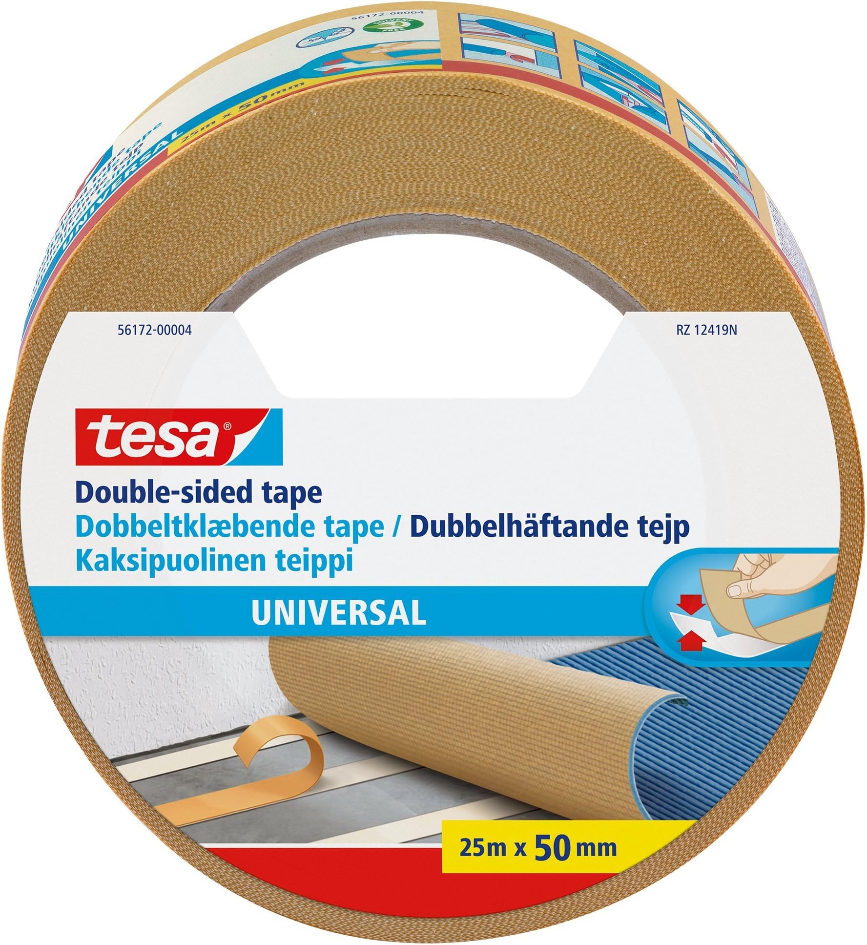 56172-00004-11 Strong Double Sided Adhesive Tape for Fixing Carpets, 25 m x 50 mm