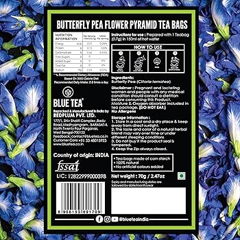 茶  Blue Tea BLUE TEA - Butterfly Pea Flower Tea - Plant BasedTea Bags