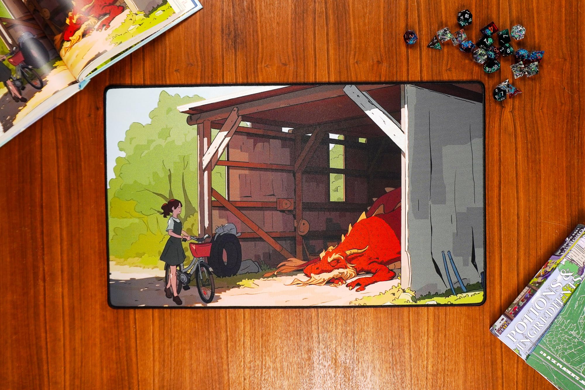 Obojima Dragon Play Mat – Premium Desk Mat or Game Play Surface, Non-Slip Rubber Base, Epic Dragon Artwork from, Ideal for TCG, Board Games & Desk Setup — image 1