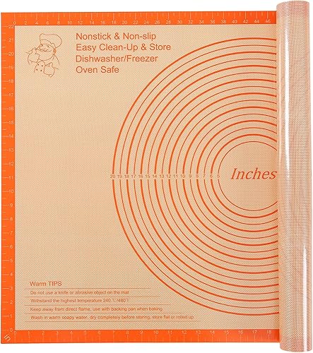 Tapete de silicona para hornear de 36 x 24 pulgadas, antideslizante y reutilizable, con medidas, tabla de amasado antiadherente, para masa,