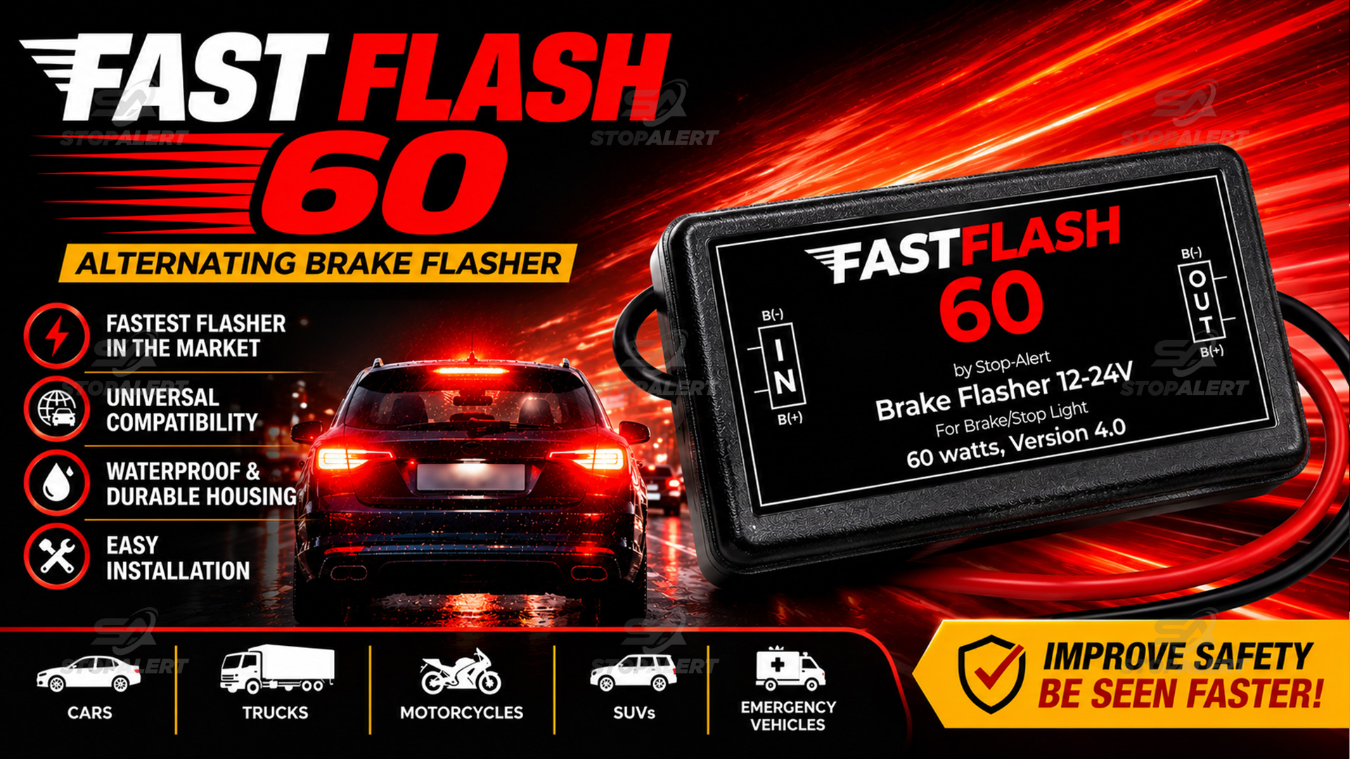 Amazon.com: Stop-Alert FastFlash 60 Watts Best Brake Flasher Tail