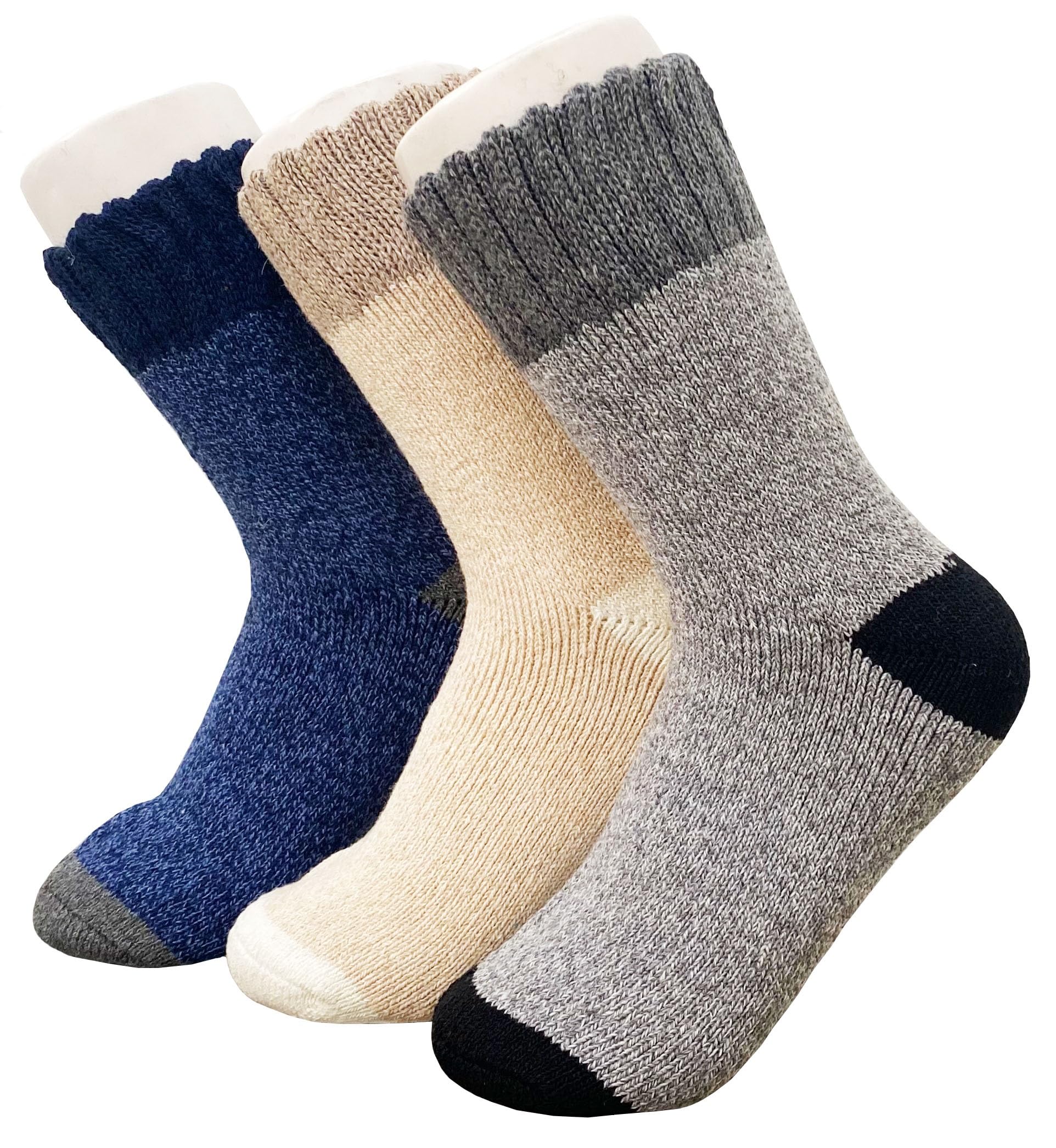 alexvyan 3 Pair Men Soft & Woolen Cozy Knitted Winter Thick Wear Warm Stretchy Elastic Socks (Without Thumb) for Boys Gents Man Male for Outdoor Sports-picture-33