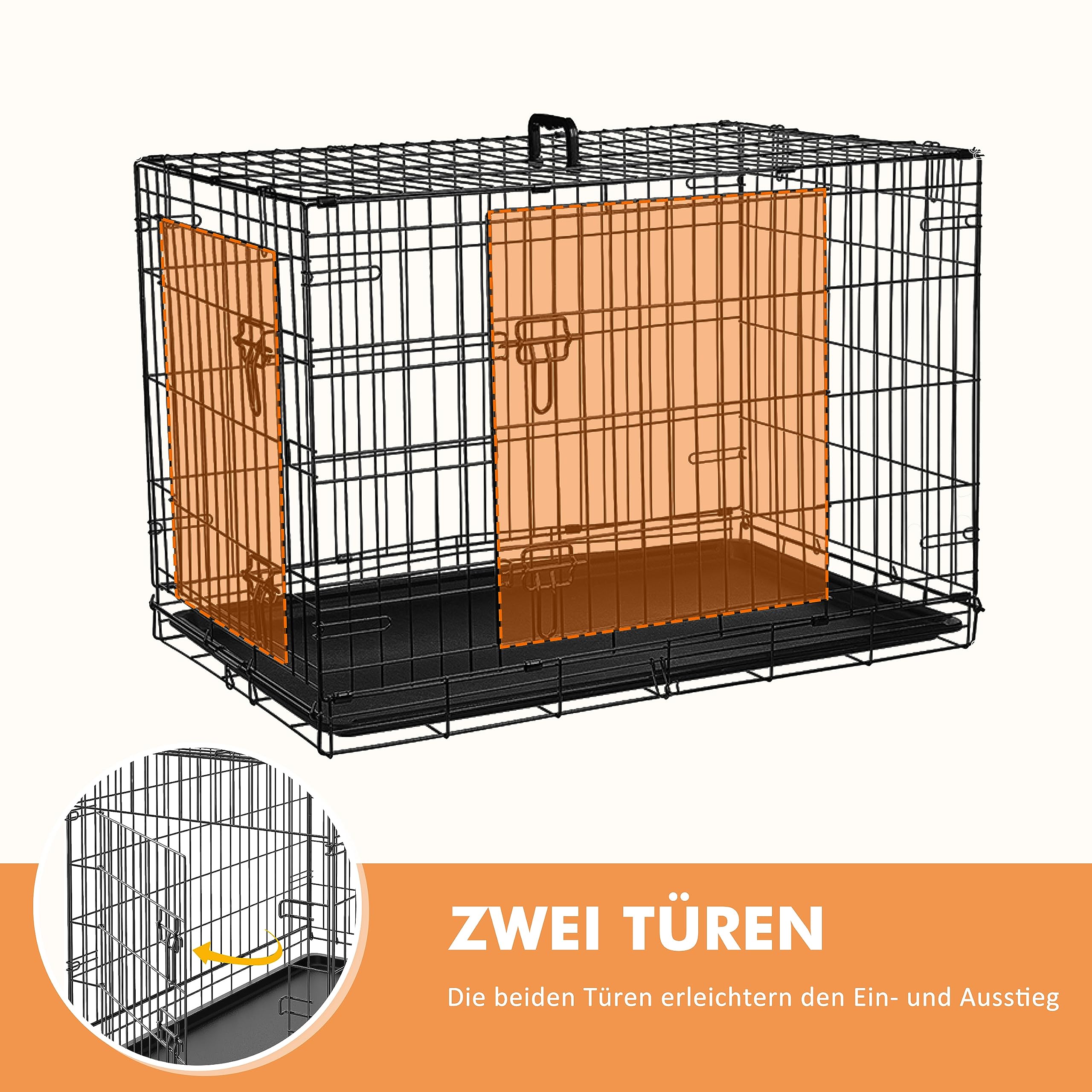 Ribelli Caja de Transporte para Perros Caja de Transporte para Perros Jaula de Alambre - Adecuada para Cachorros - Plegable - Carga máxima 45 kg