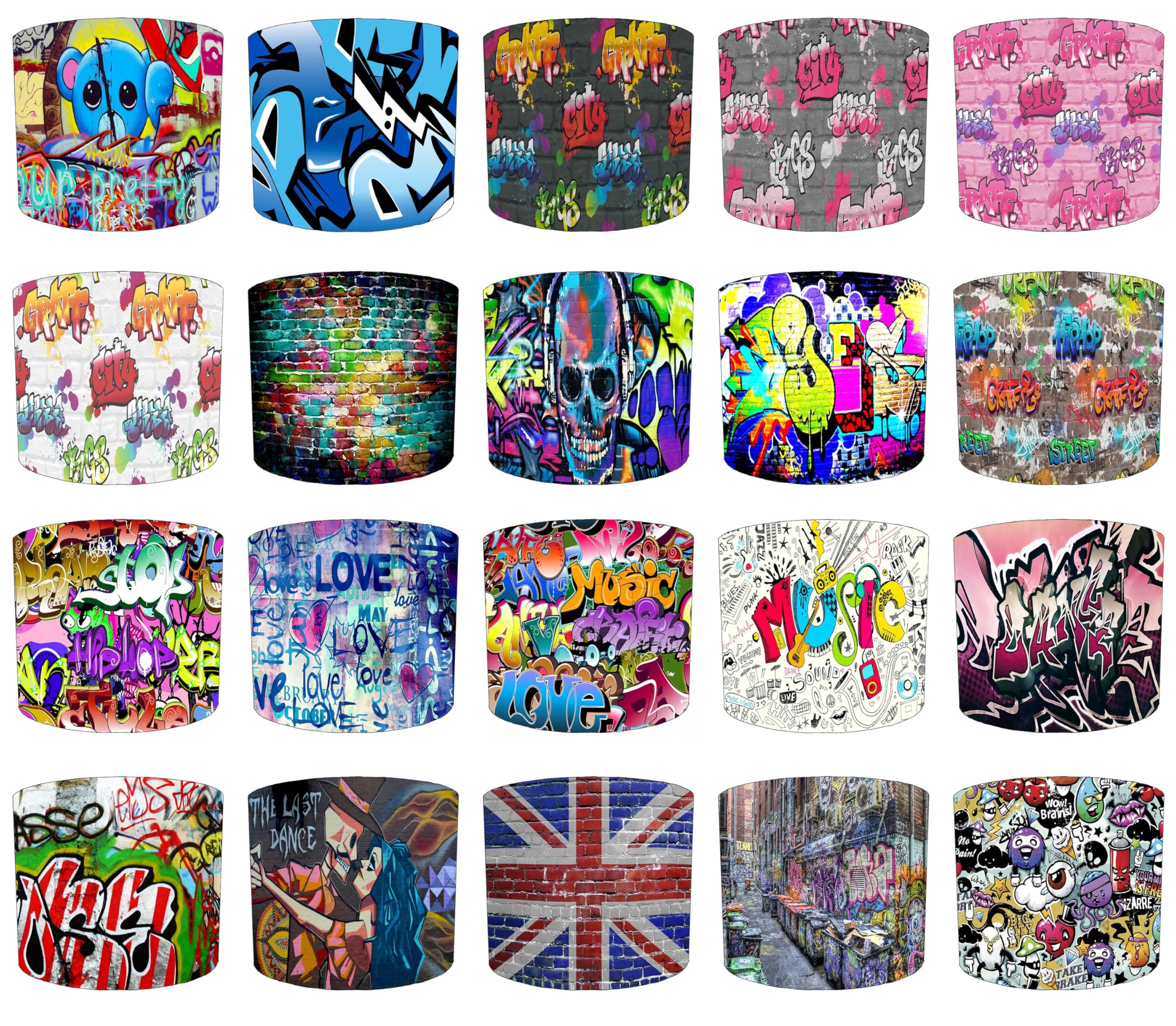 Graffiti Street Art Lampshade Available in 20 Designs and 3 Sizes for Ceiling Light Shades Pendant or Table Lamp Urban Skateboarding Brick Wall