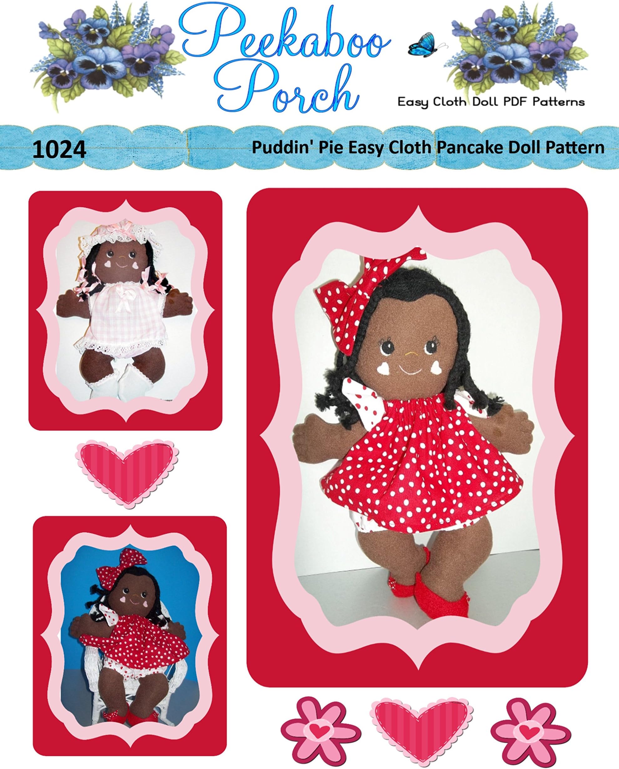 Puddin' Pie 15" Rag Doll PDF Easy Cloth Doll Pattern - Easy PDF Sewing Patterns for Beginners by Peekaboo Porch - Pattern ONLY - Not a Finished Doll (Puddin Pie)