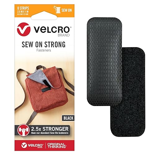 VELCRO Brand Tiras fuertes para coser 8 juegos, negro 2.5 x 1 pulgada