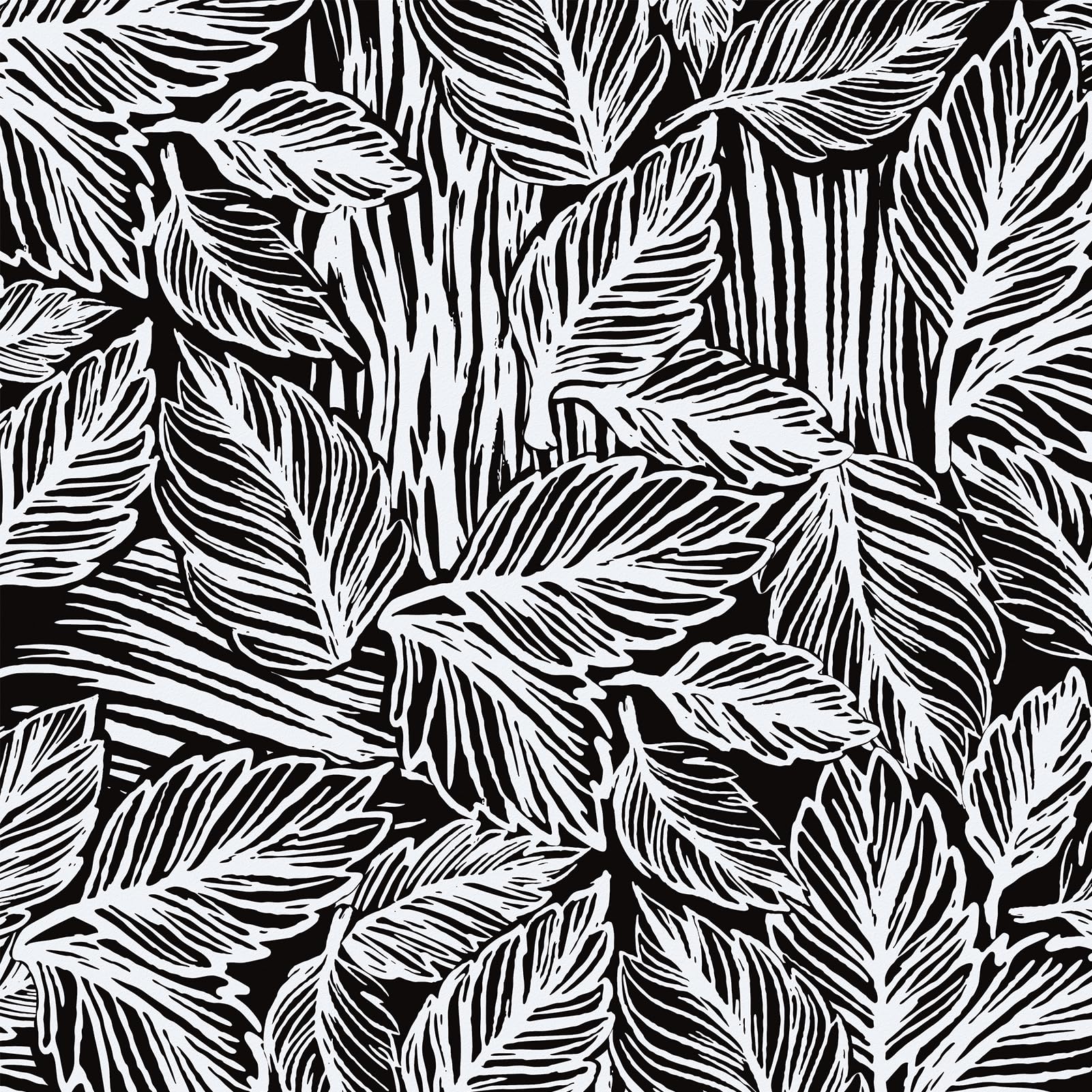 Wallercity Black Foliage Wallpaper Peel and Stick Black Tropical Palm Leaf Wallpaper for Bathroom Bedrooom Floral Contact Paper for Desk Shelf Liner