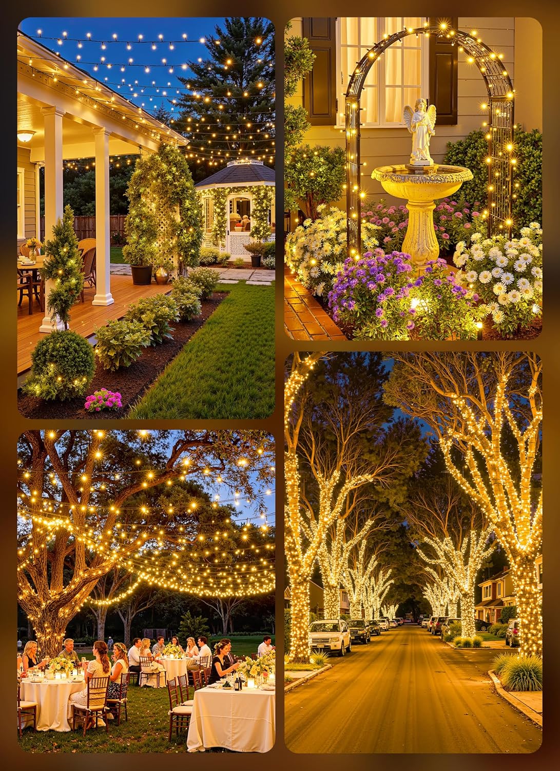 Brightown 2 Pack Solar String Lights Outdoor Waterproof, 80FT 200 LED Solar Powered Christmas Lights with 8 Modes, Auto On/Off, Patio Lights for Outside Tree Garden Balcony Party Decor (Warm White)