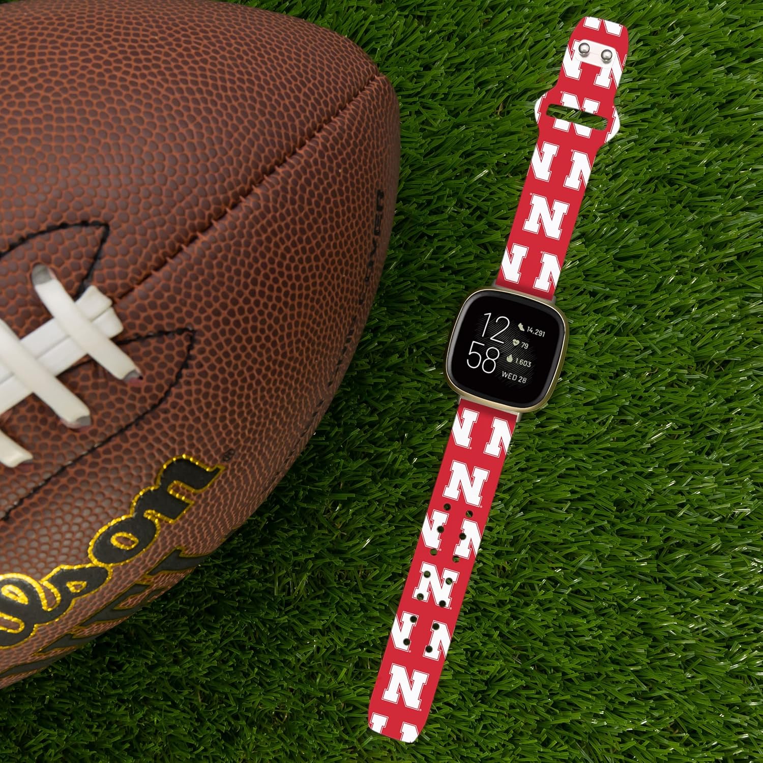 Affinity Bands Nebraska Huskers HD Watch Band Compatible with Fitbit Versa 3 and Sense
