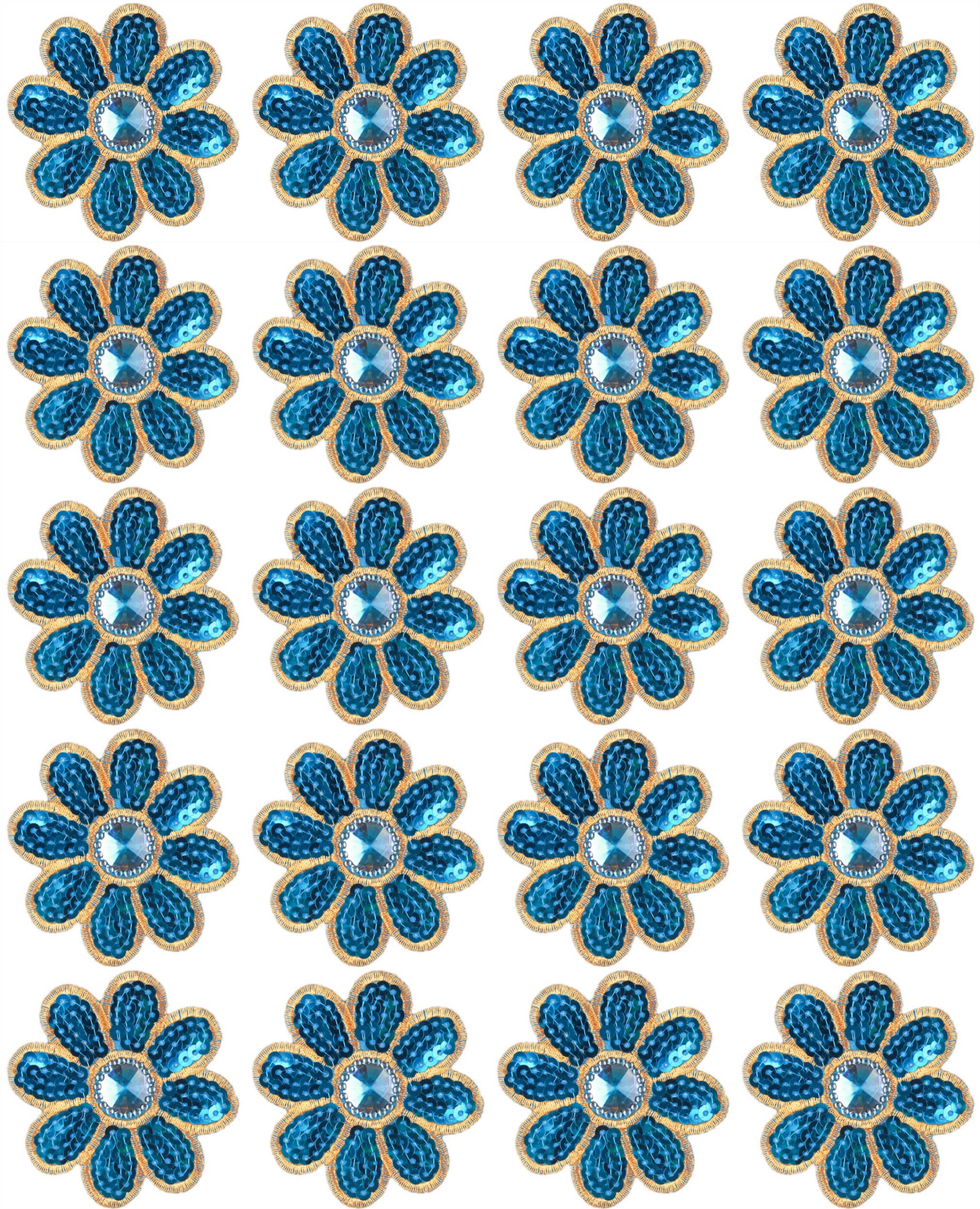 20 Pieces 8 Petals Flower Sequined Appliques Beaded Appliques Floral Iron on Patches Decal for Garment Curtain Pillow Blanket Trimming Jeans Clothing