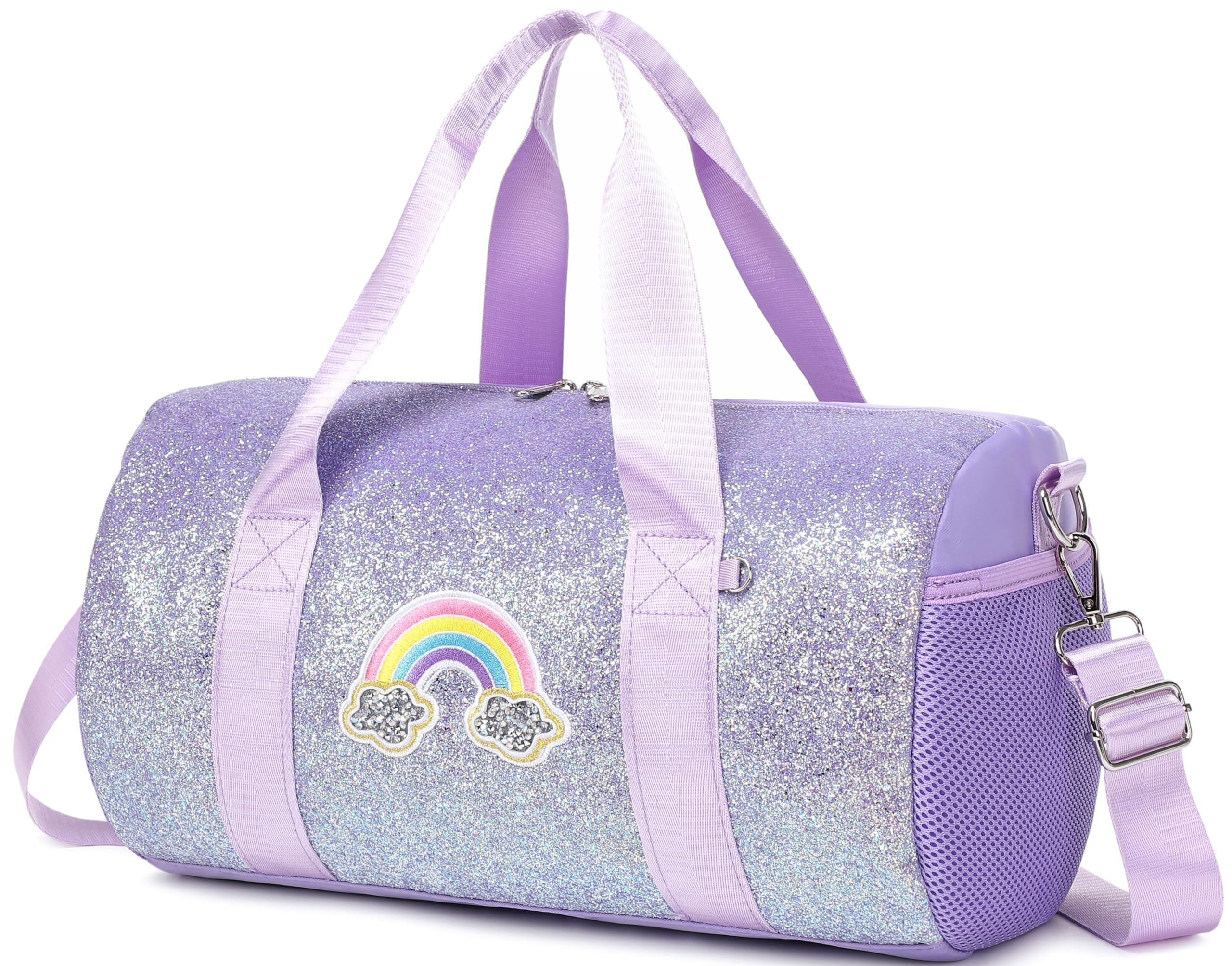 Tanztasche Mädchen Sporttasche Kinder Tasche Glitzer Balletttasche Schwimmtasche Lila