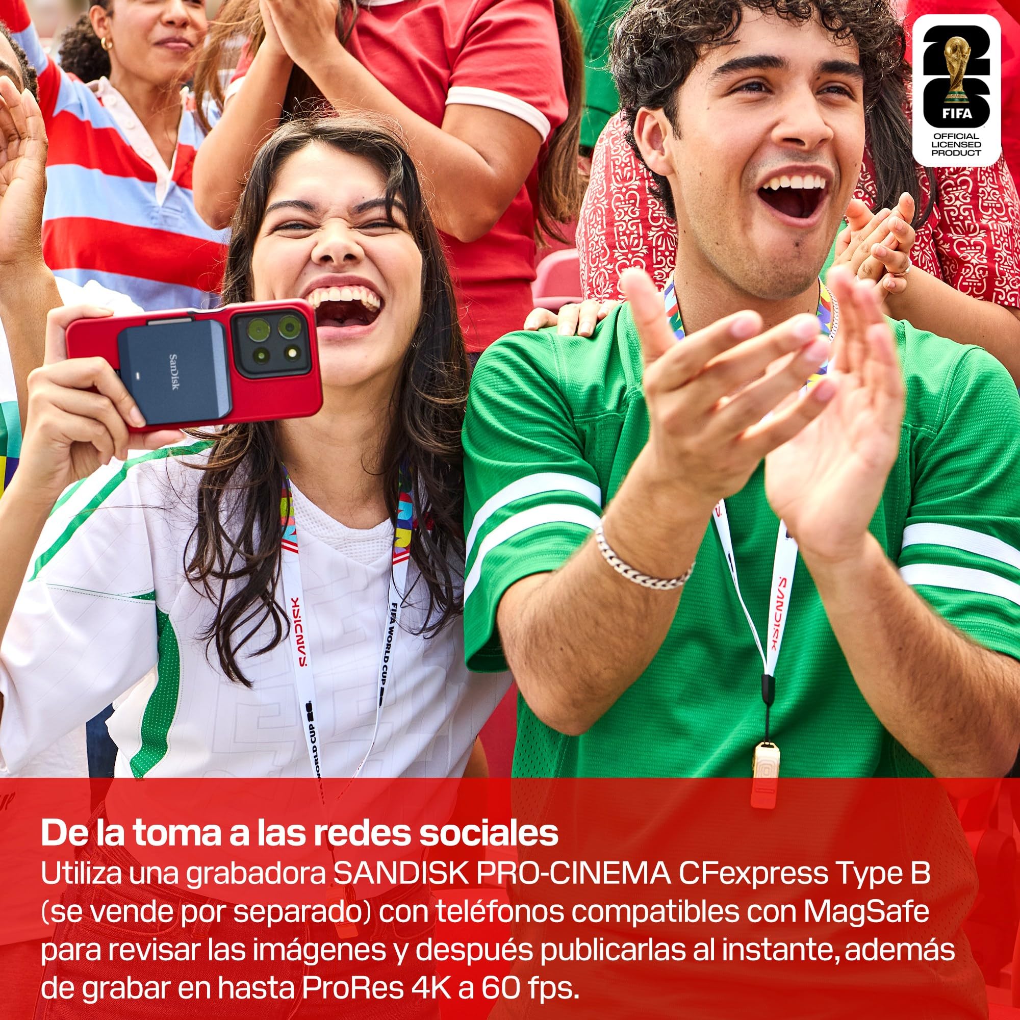 SANDISK CFexpress Tarjeta Type B Edición FIFA World Cup 2026 de 256 GB (velocidades de Lectura ultrarrápidas de hasta 1700 MB/s, graba la Copa Mundial de la FIFA 2026 en hasta 4K Raw)