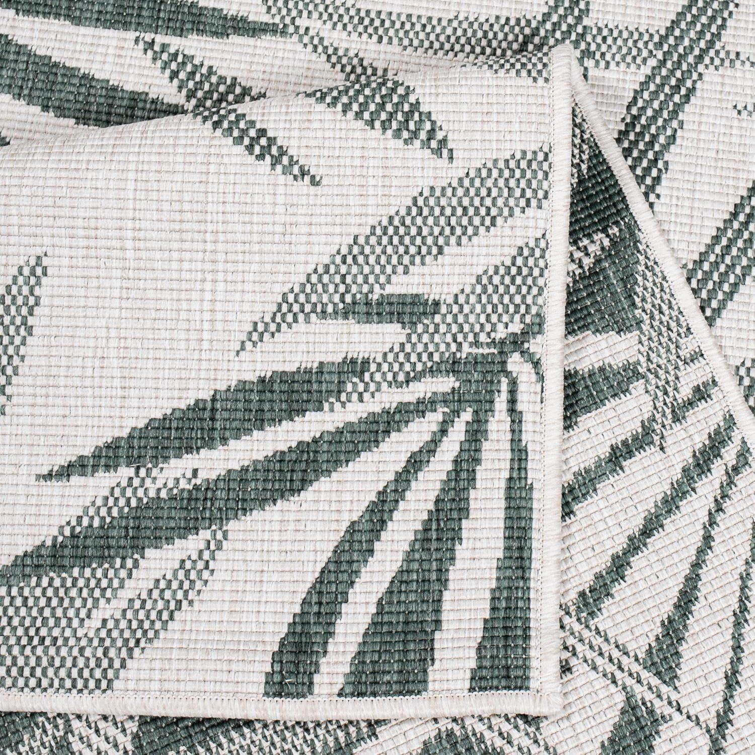 carpet city Outdoor Teppich Wetterfest 200x290 cm - Creme-Grün - Wendeteppich, Beidseitiges Florales Muster - Balkonteppich Wasserfest Outdoor - Terrassenteppich
