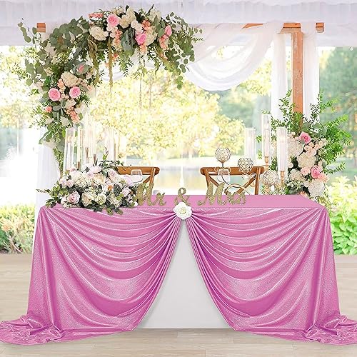 Miniatura 2 de Fitable Paquete de 2 manteles de lentejuelas rosas para fiestas, de 90x132 pulgadas, mantel rectangular con purpurina brillante, para boda, baby