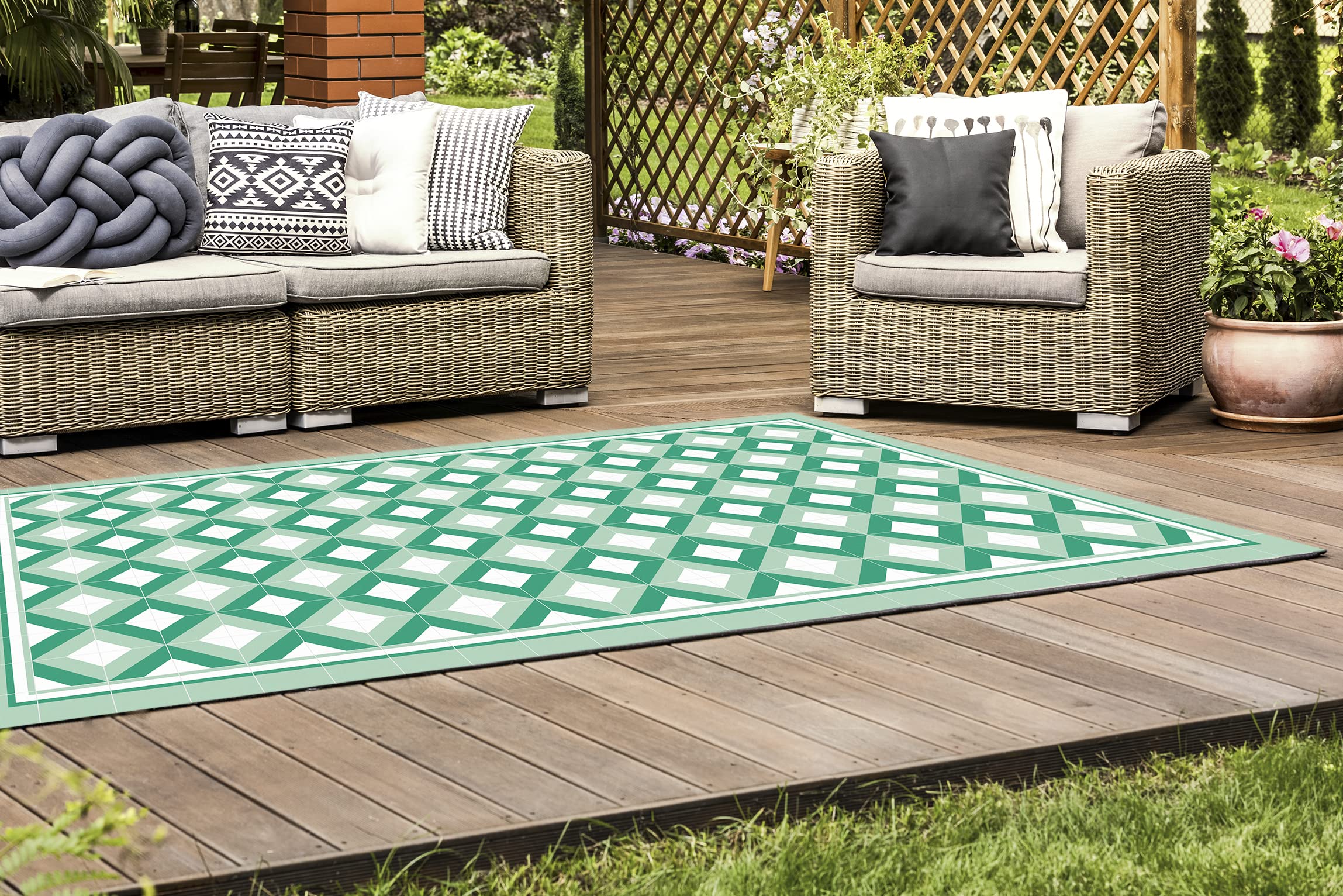 DobleUve Estudio Tapis Vinyle 26 | Vert | 80x200 cm | Tapis Cuisine | Tapis de Salon Antidérapant Antifongique Ignifuge | Tapis Enfants | Tapis Bain PVC | Tapis PVC