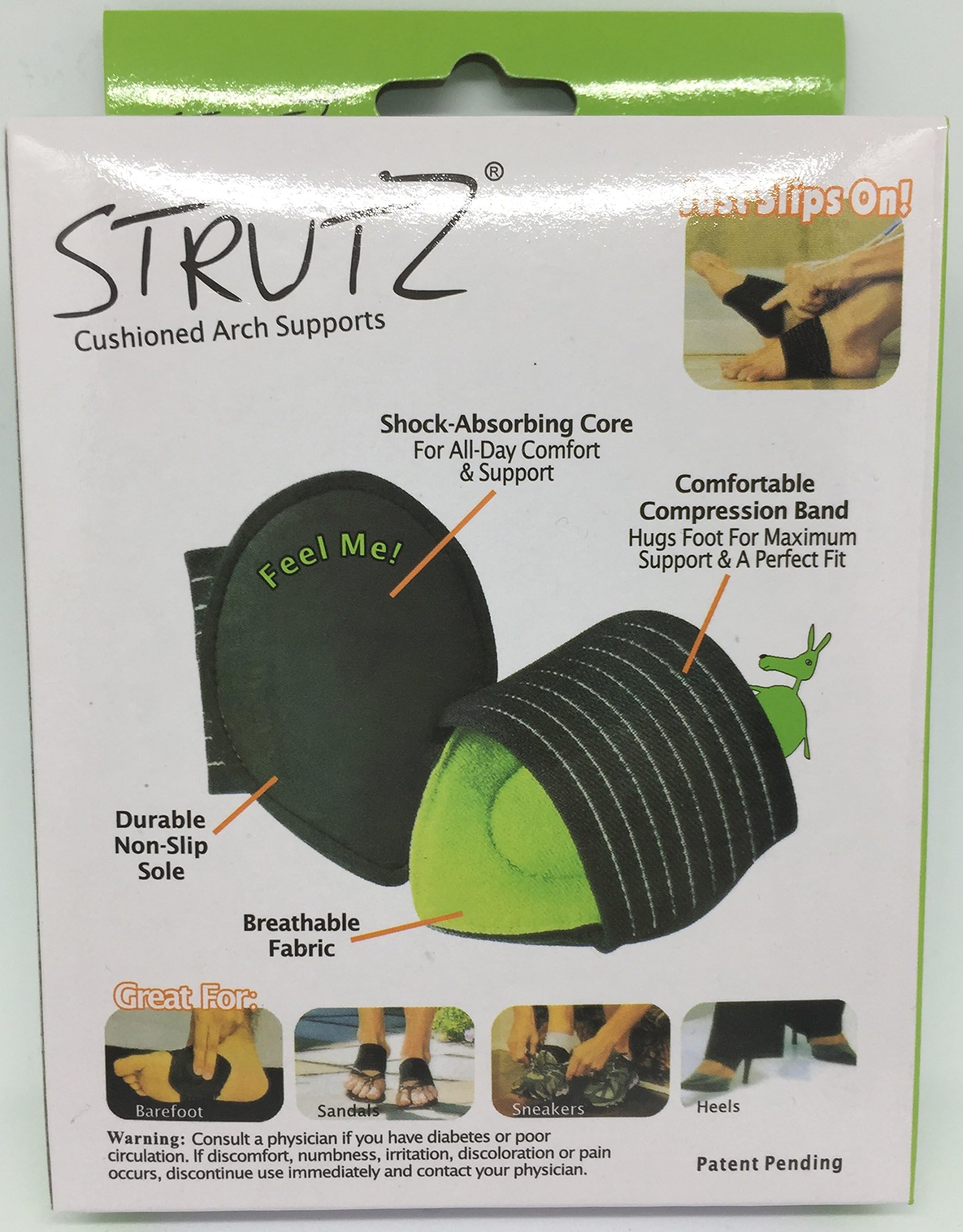 Ontel Strutz Cushioned Arch Supports, Green, 2 Count