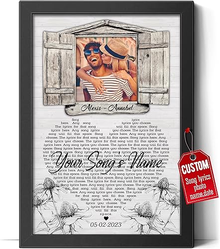 H-DEWALL Letras de canciones personalizadas, lienzo enmarcado, regalos para él, novio, único para amantes de los discos de vinilo, póster musical