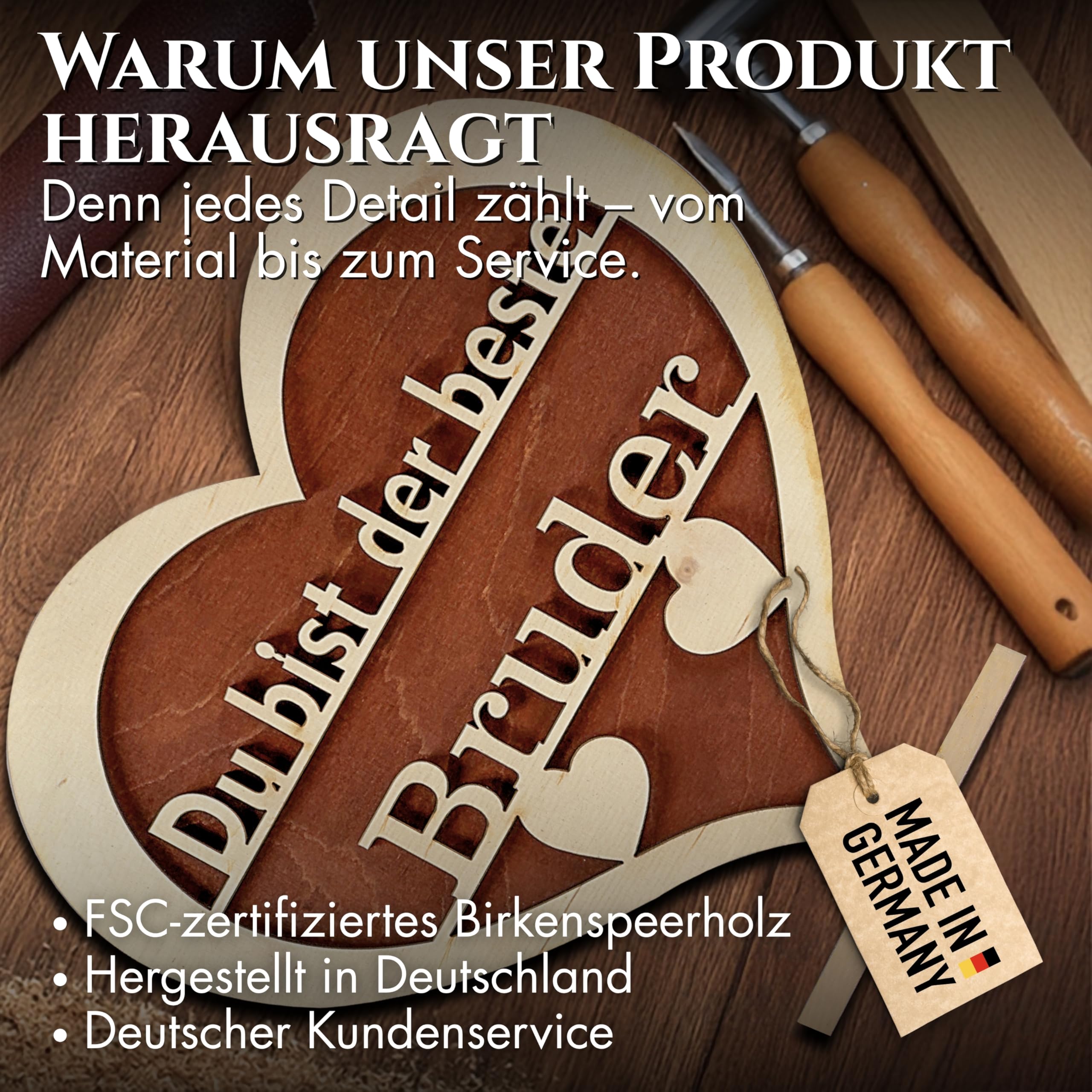 Herz Acrylschild Bruderherz - Liebevoller Spruch Geschenk Für Bruder