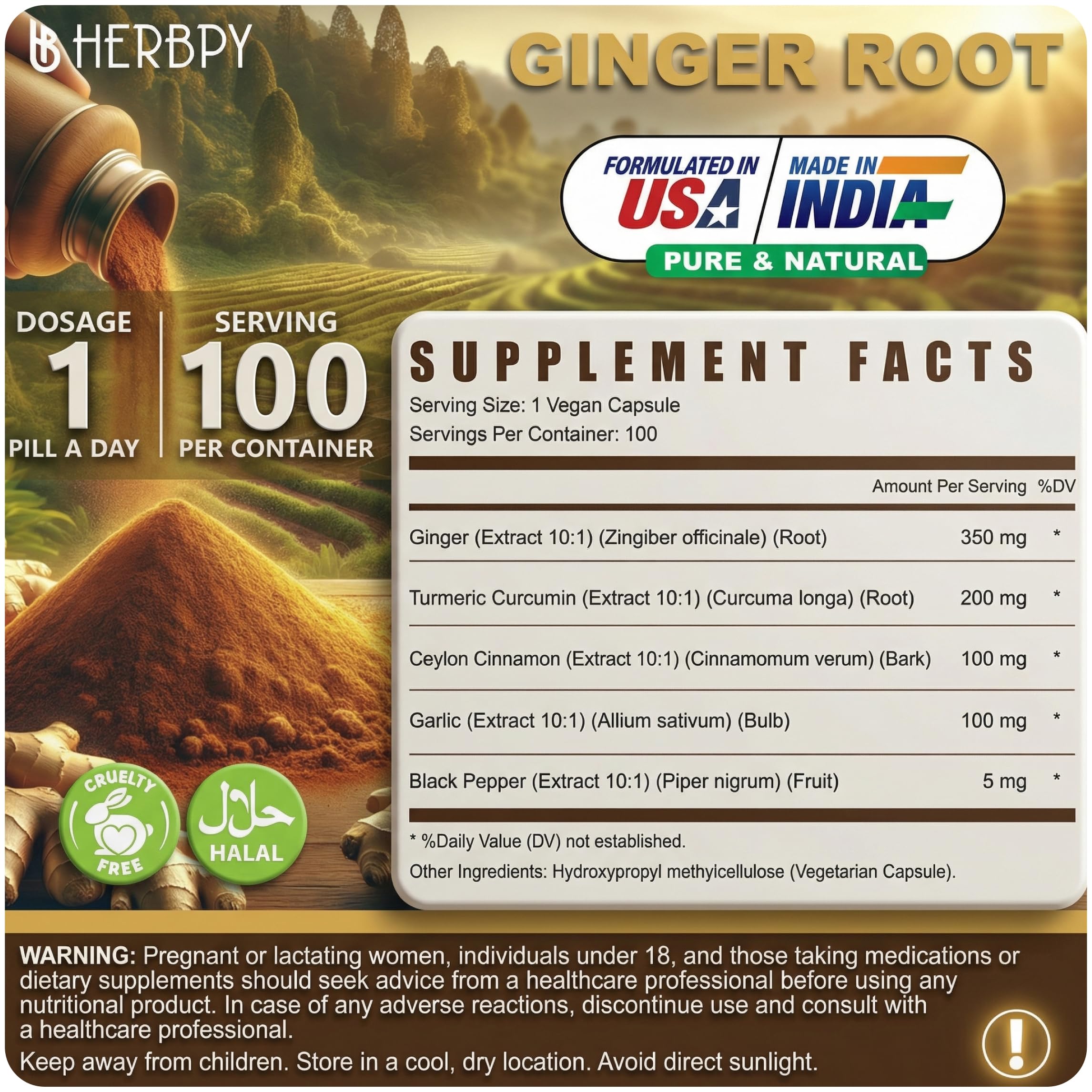 Herbpy 5in1 Ginger and Turmeric Supplements for Digestion & Immune Health — Amazon image 6