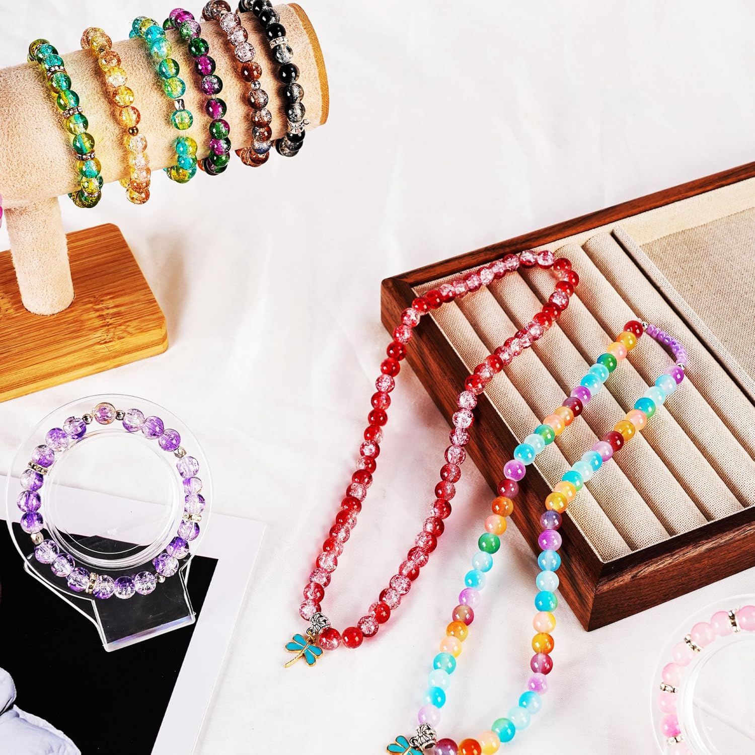 Glass Beads for Bracelet & Jewelry Making - 48 Colors, 1300 PCS+, 8mm Round Crystal Beads for DIY Art, Gifts,Decoration, Beading Projects & Crafts - Image 6