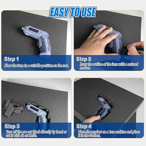 Miniatura 5 de Inserto de espuma Pick Apart  3 piezas y almohadillas  3 piezas de inserción precubada de platillo precortado hoja de cubo con parte inferior para