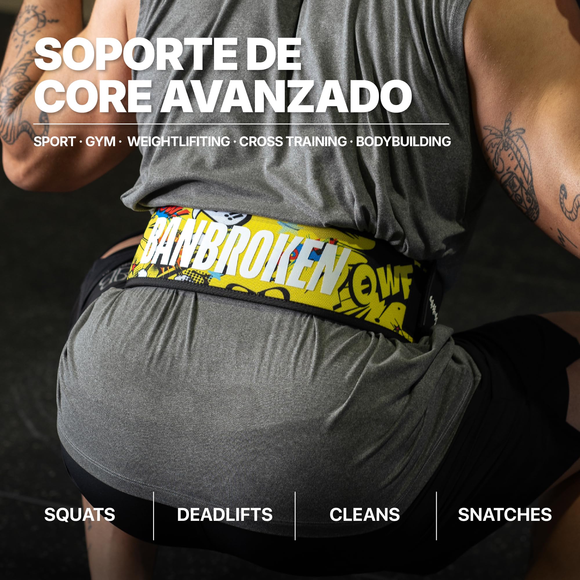 Banbroken Cinturón Lumbar Crossfit Hebilla de Acero Inoxidable Powerlifting Material EVA Técnico Ligero 9,5 cm Incluye Bolsa de Transporte
