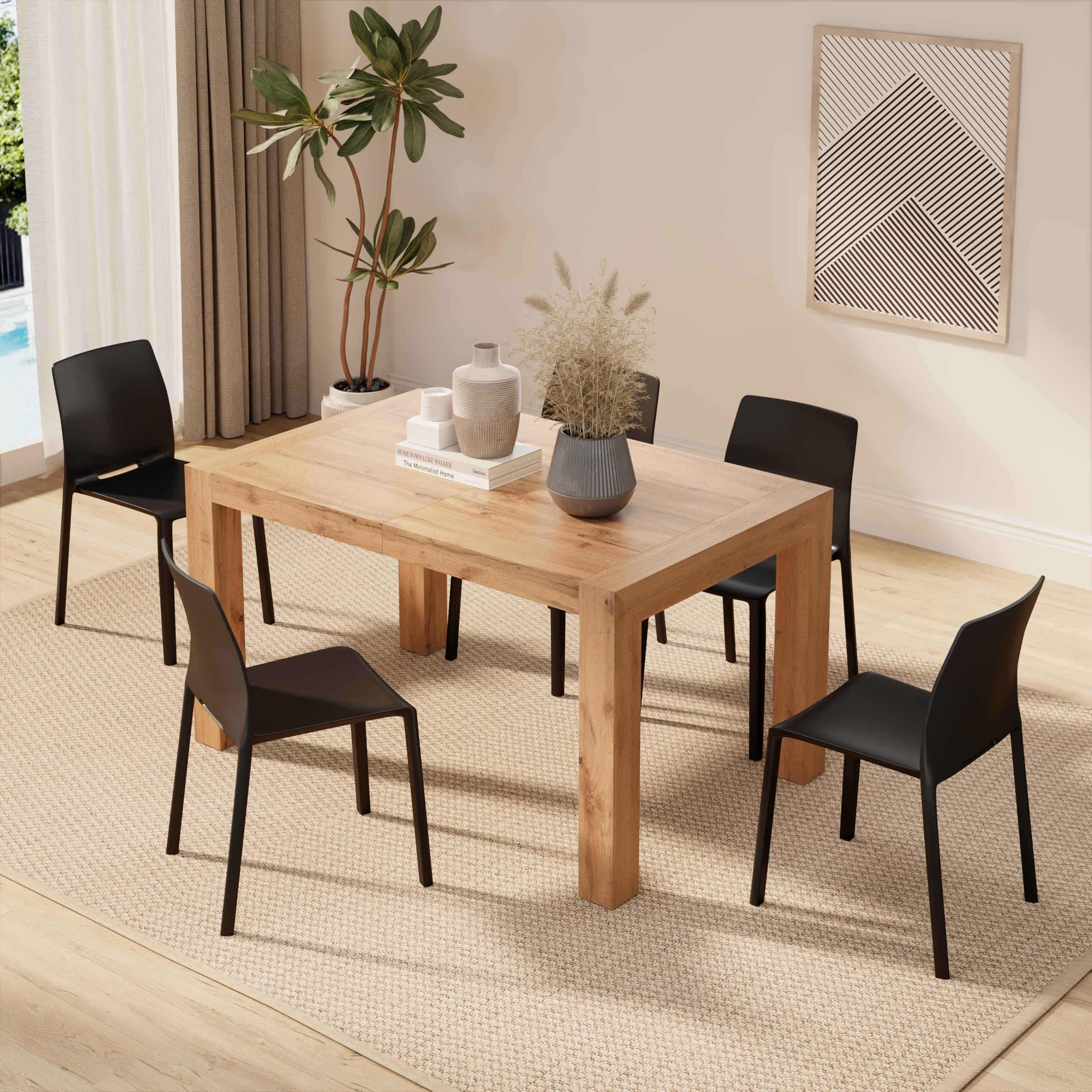 Mobili Fiver, Tavolo Allungabile Moderno, Iacopo, 140(220) x90 cm, Rovere Rustico, per 6-10 persone, Tavolo Cucina, Soggiorno, Made in Italy