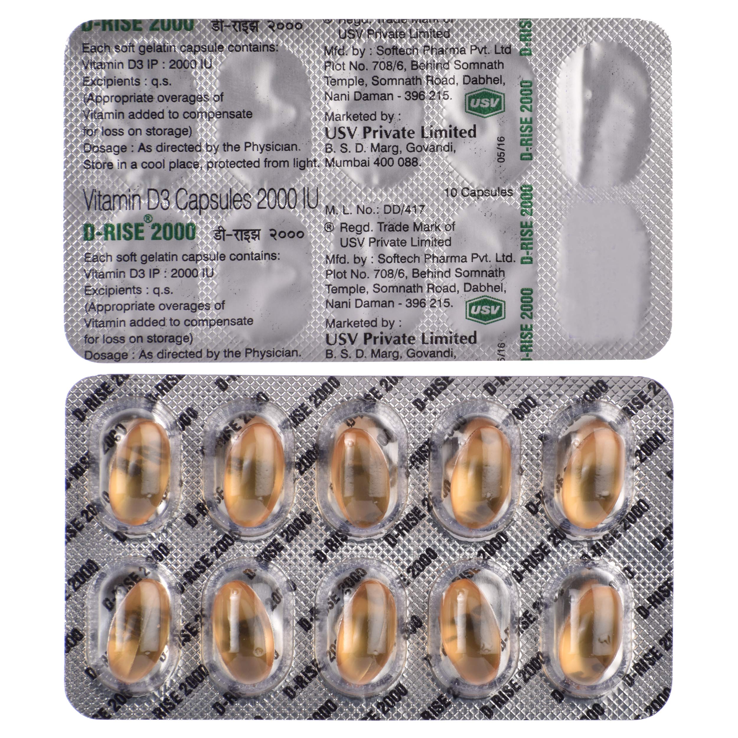 D-Rise 2000 - Strip of 10 Capsules