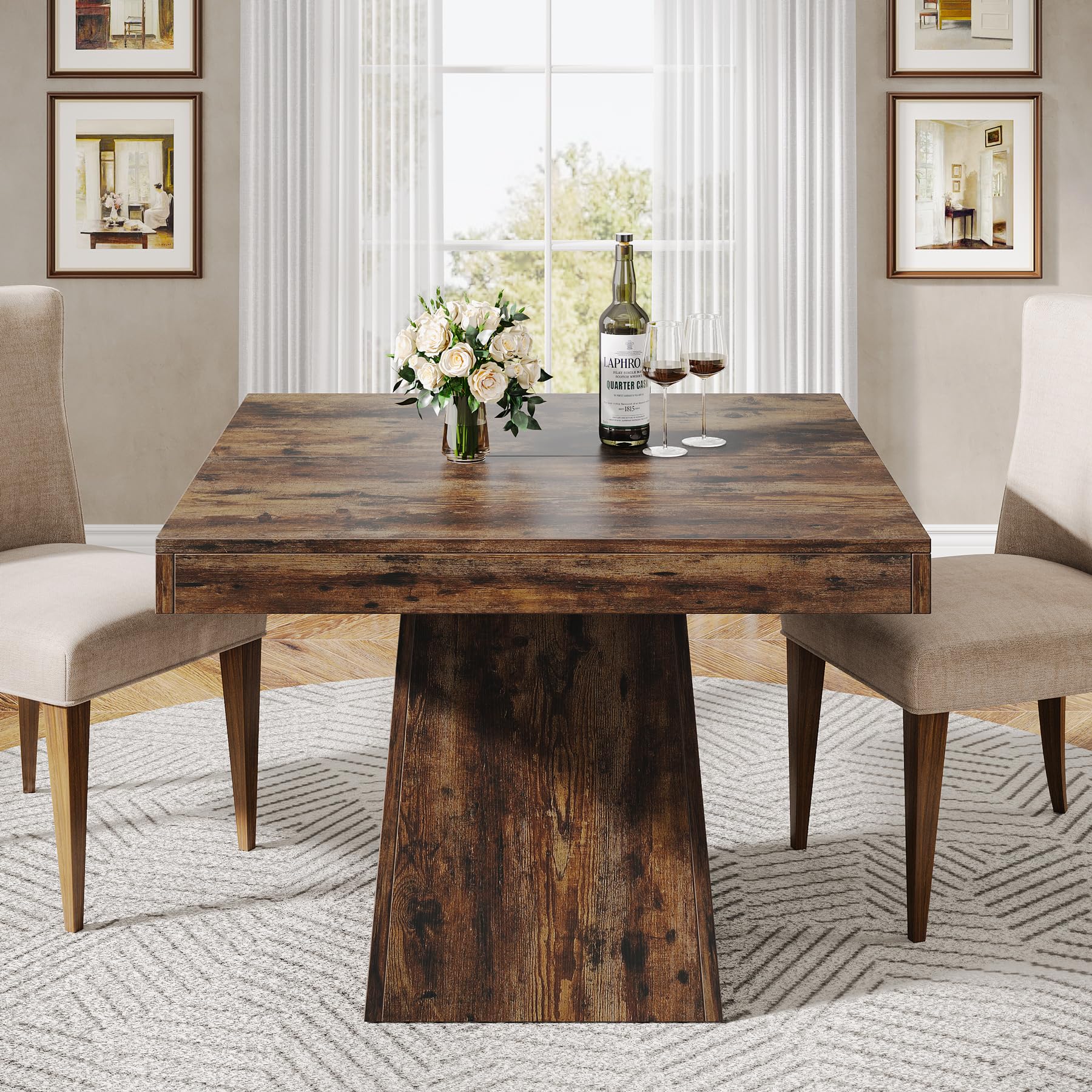 Tribesigns Square Dining Table for 4, 31.5" Farmhouse Small Kitchen Table