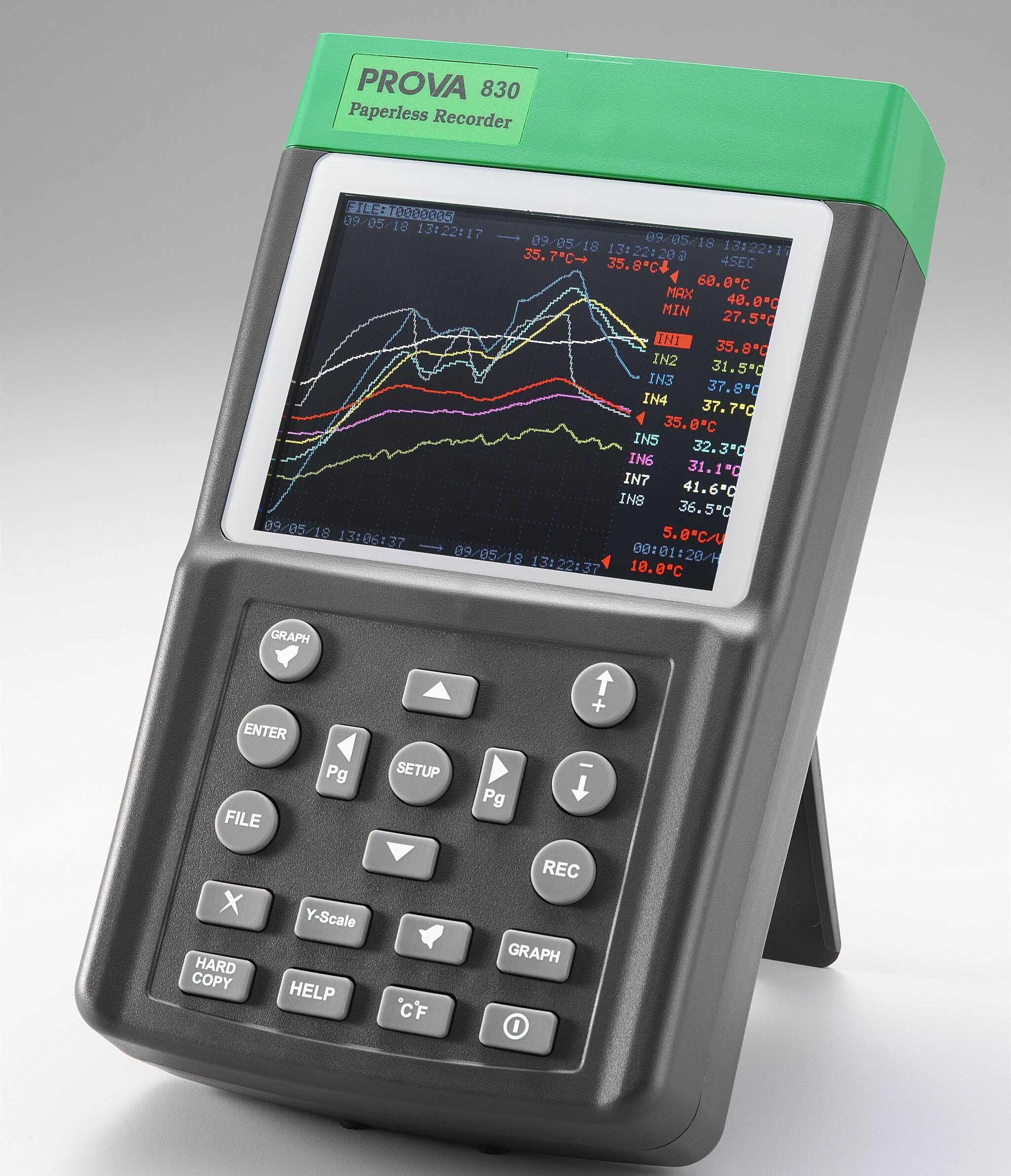 Taiwan Quality PROVA 800 Multi-Input Thermometer Datalogger High Accuracy Temperature Datalogger 8 Input Temperature Measurement Data Logging 11 Types of thermocouple 4.5” LCD with Backlight