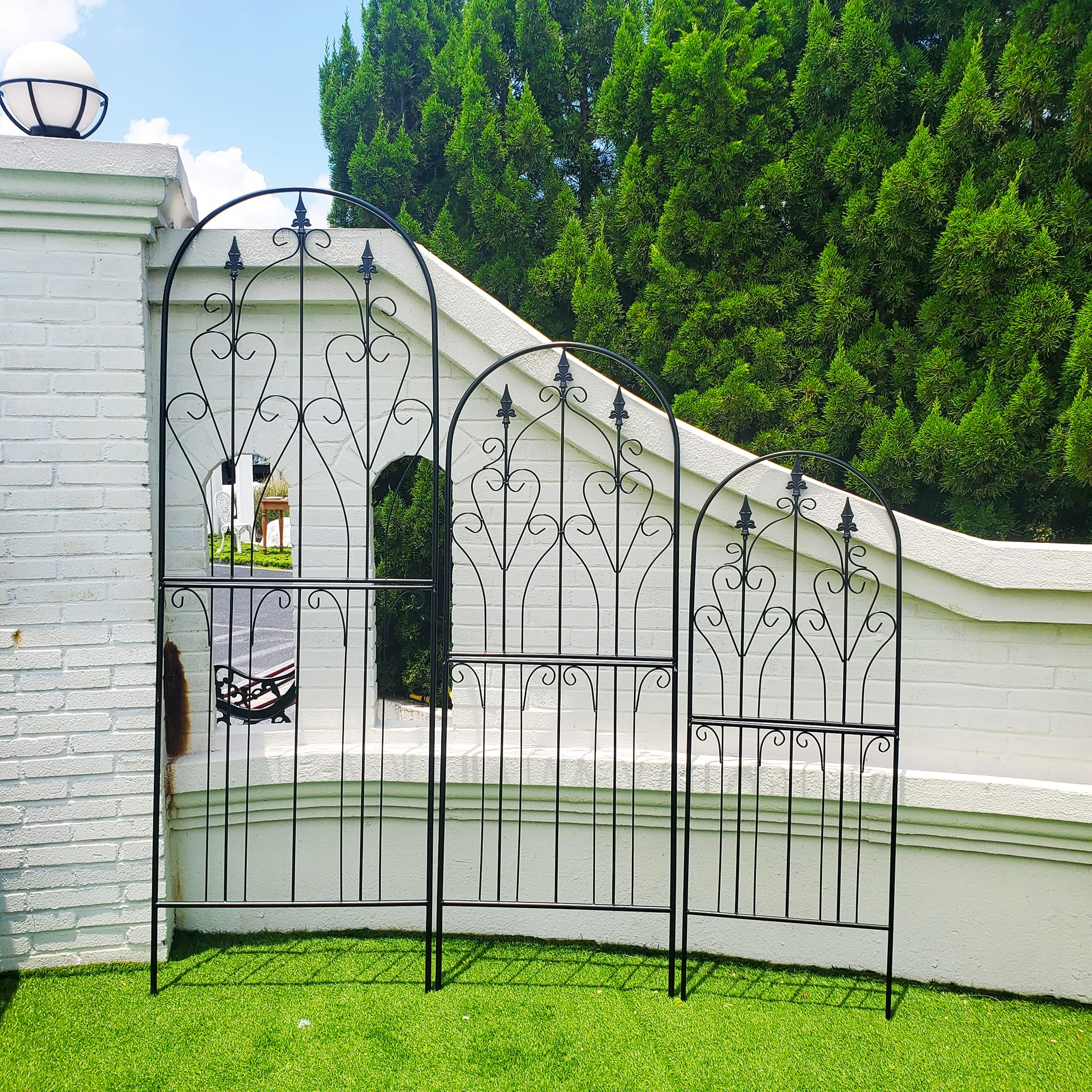 Treillis pour Plantes Grimpantes 150 cm x 55 cm x 1,3 cm Métal Design Unique Structure Décorative de Jardin Résistante aux Intempéries Treillis Extérieur Décor Fleures Roses Vignes Lierre Clématites