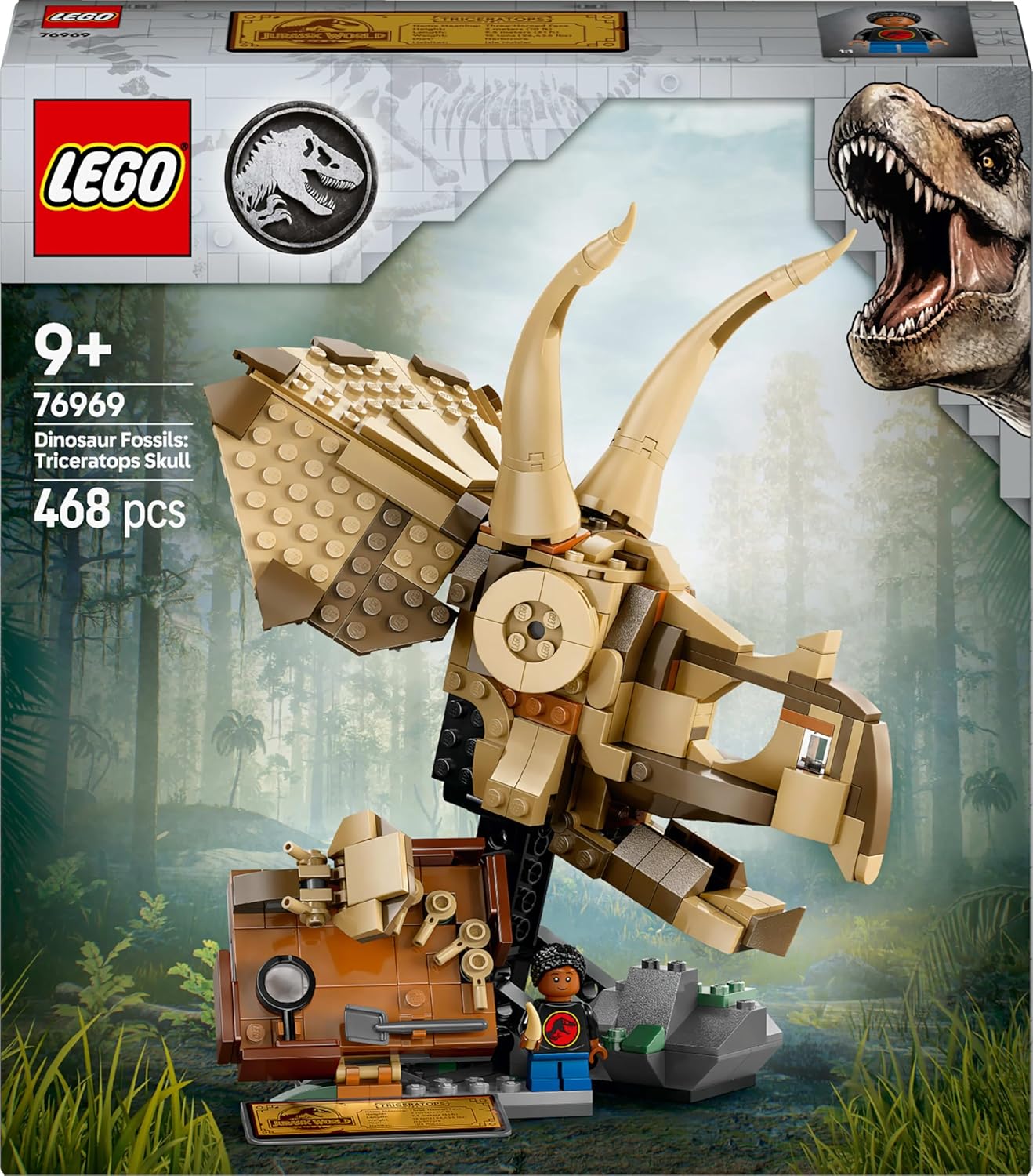 LEGO 76969 Jurassic World Dinosaur Fossil Triceratops Skull Toy Birthday Present Block Boys Girls Children 9 Years Old 10 Years 11 Years Old Elementary School Dinosaur