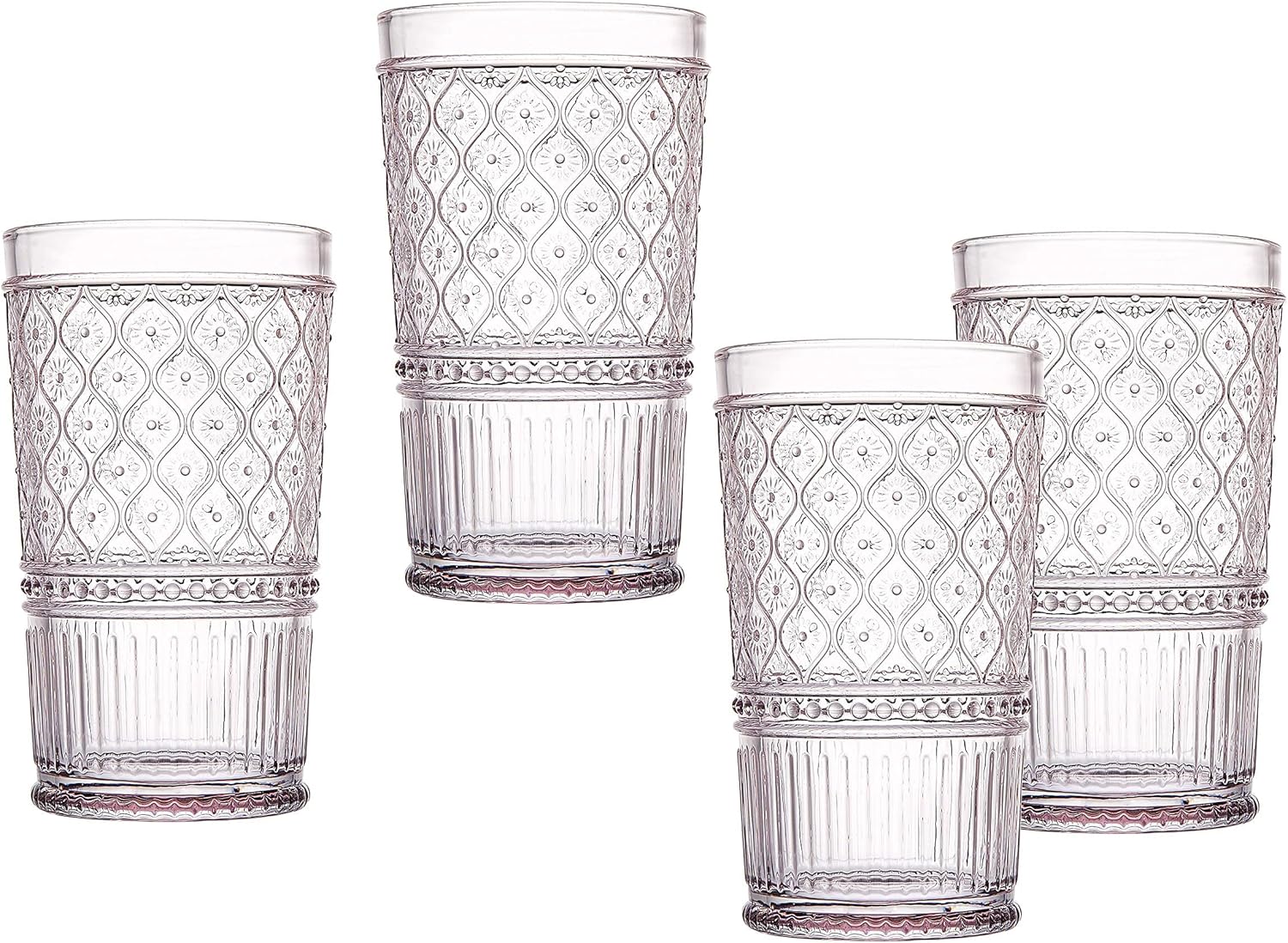 Godinger Highball Drinking Glasses, Tall Glass Cups