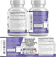 Vista 8 de Clean Nutraceuticals Complejo de glicinato de magnesio 1000 mg con L-teanina 200 mg de apigenina 50 mg citrato taurato suplemento