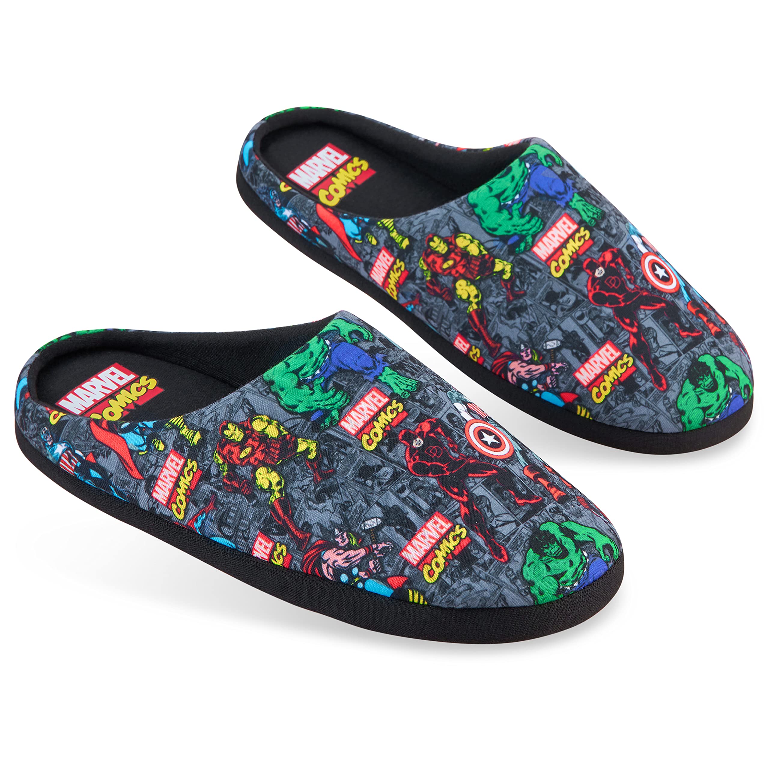 MarvelMens Slippers Avengers Captain America Spiderman Iron Man Comic Novelty Slippers