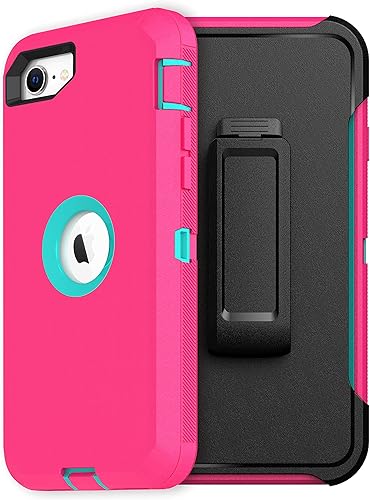 Miniatura 18 de MXX Funda Protectora de Servicio Pesado para iPhone SE 2020/22 con Protector de Pantalla, 3 Capas, Goma Resistente, Clip Giratorio de Cinturón de