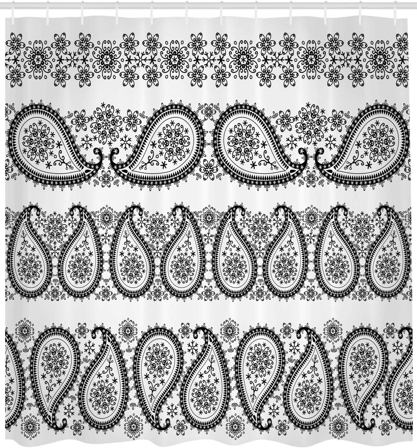 Ambesonne Paisley Shower Curtain, Winter Themed Design and Lace Like Ornaments with