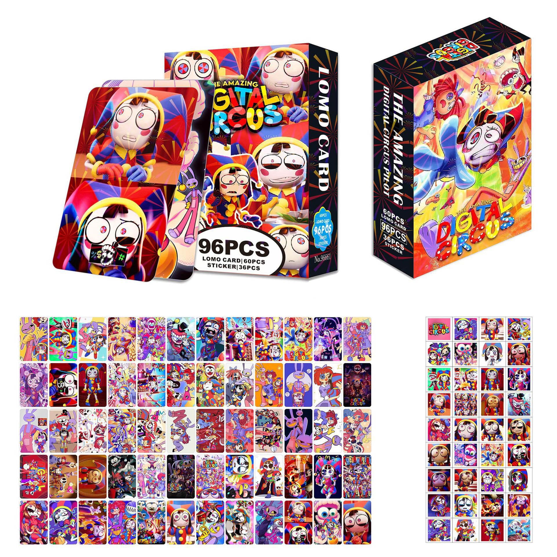 Sanmatic Digital Circus LOMO Cards/Sticker 96Pcs Classic Set for Fans,Teens Playing Party Favors and Gift