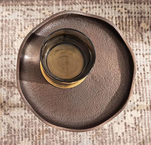 Miniatura 5 de Kate and Laurel Alessia - Mesa decorativa moderna de metal para bebidas, 8 x 8 x 22 pulgadas, bronce, soporte redondo de aluminio fundido para