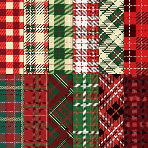 JOINFANXIN Bloc de papel de Navidad rojo y verde a cuadros  24 piezas de papel Decopodge de doble cara de Feliz Navidad  Cartulina para manualidades disponible en Yaxa Colombia