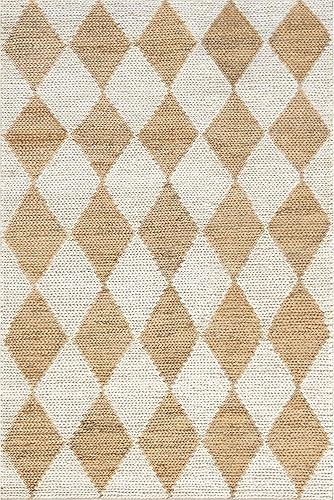 Miniatura 6 de nuLOOM Chaya Diamond - Alfombra de mezcla de yute a rayas, 5 x 8, natural