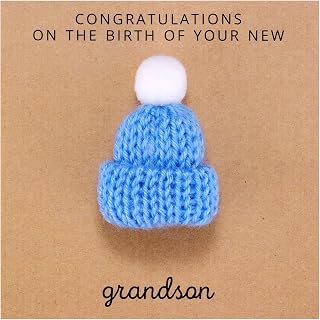 Ukodnus Congratulations on the Birth of Your Grandson Card, New Baby Boy Greeting Card for New Grandparents, Baby Reveal Keepsake Cards for New Grandma and Grandpa