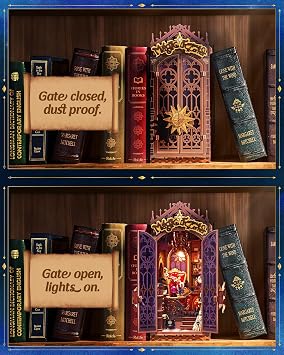 Rolife Book Nook Kit Wizard House Snap-Fit 3D Wooden Puzzles for Adults | 10 diy miniature house kit collectible halloween diorama building kit booknook bookshelf decor craft gift for men women