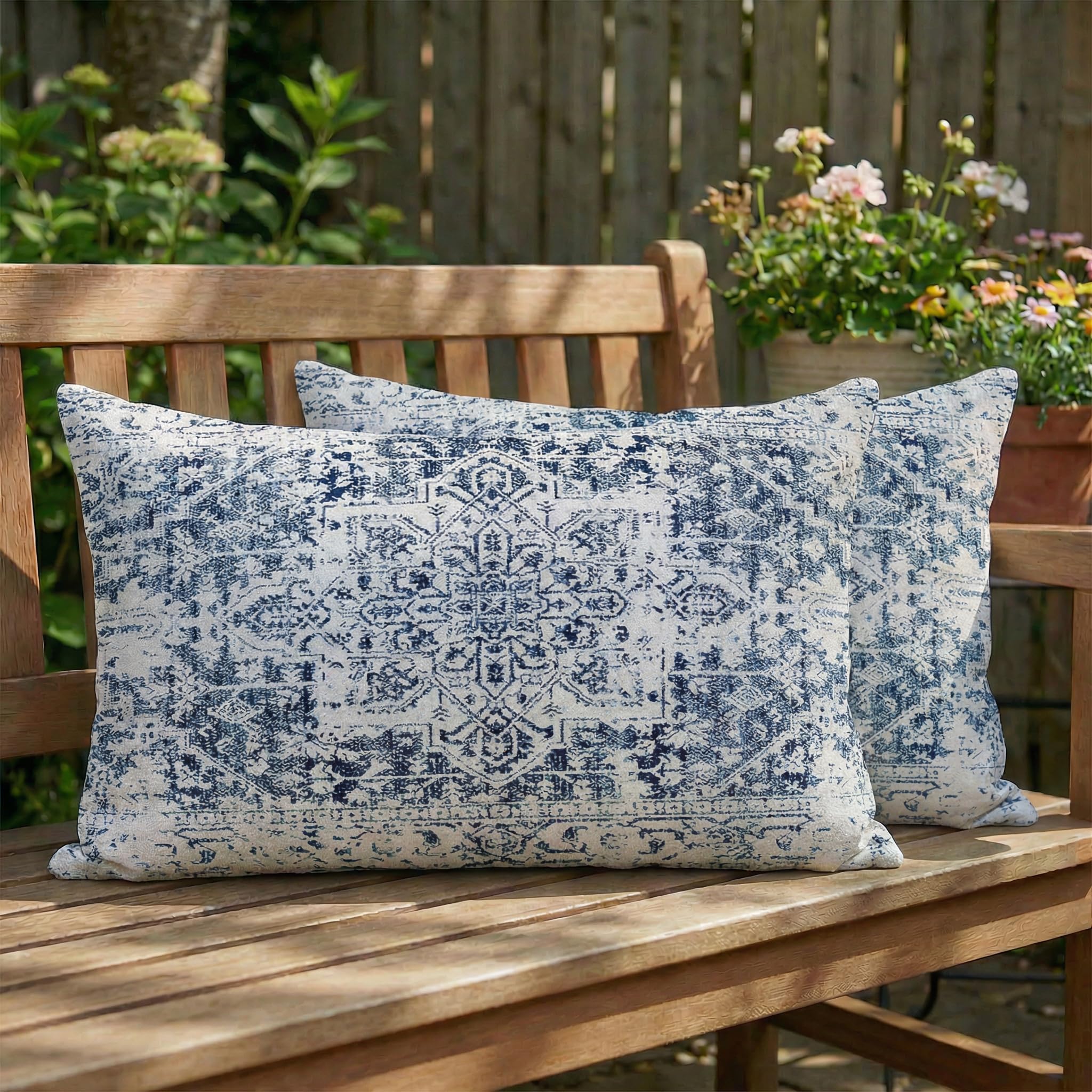 Vorysum Outdoor Kissen 30x50 cm Boho Schwarz Sofakissen Vintage Dekokissen Wetterfest Kissenbezug Abstrakte Kissenhülle Herbst Zierkissenbezüge für Wohnzimmer Garten Couch 2er Set Küche, Haushalt & Wohnen