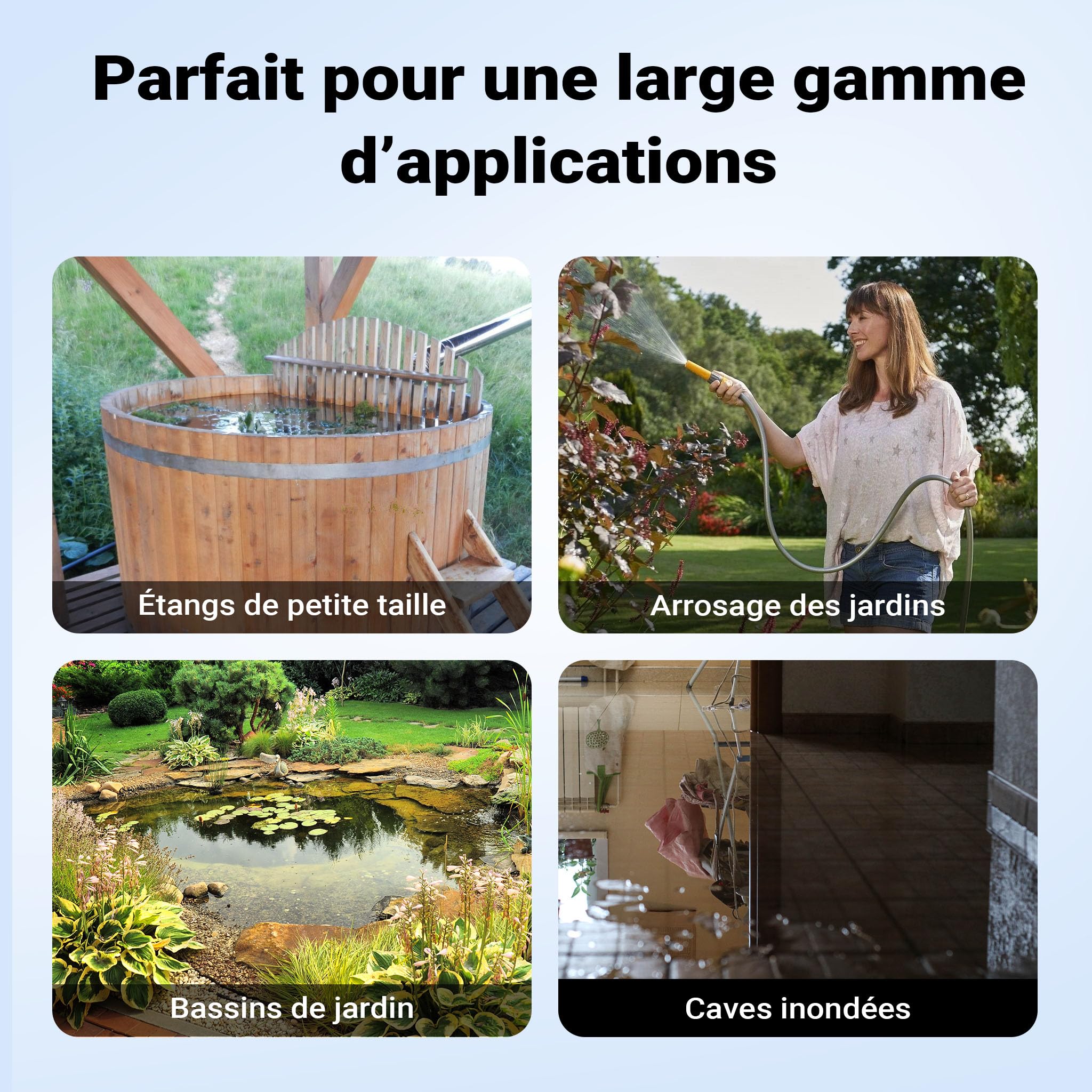 Wiltec Pompe électrique pour eaux sales – Submersible – 400 W / 7500 l/h – Refoulement max. 6,5 m – avec Flotteur – Pompe-cave pour Arrosage Irrigation Jardinage Évacuation Drainage