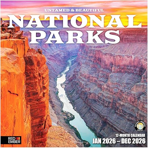 RED EMBER Untamed & Beautiful National Parks 2026 Wall Calendar 12 Month | 12" x 24" Open | Thick & Sturdy Paper | Giftable | Calendar 2026